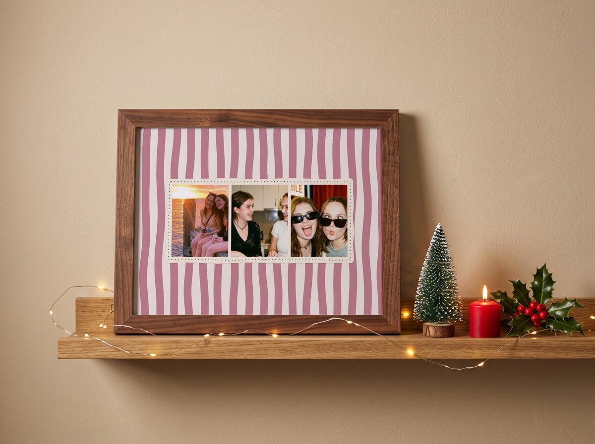 Personalised Three Photo Strip Landscape Poster