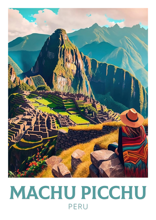 Impression Machu Picchu - Œuvre d'art vintage