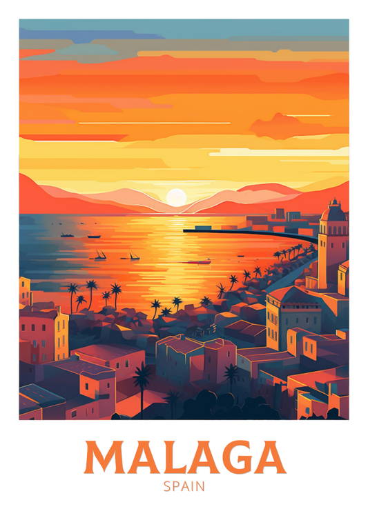 Affiche de voyage de Malaga - Illustration d'Espagne