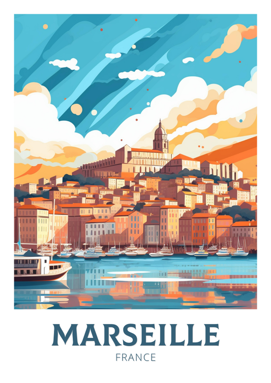 Affiche de voyage de Marseille - Illustration de France