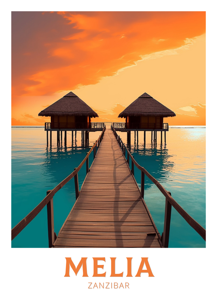Zanzibar Travel Poster - Melia Retro Art