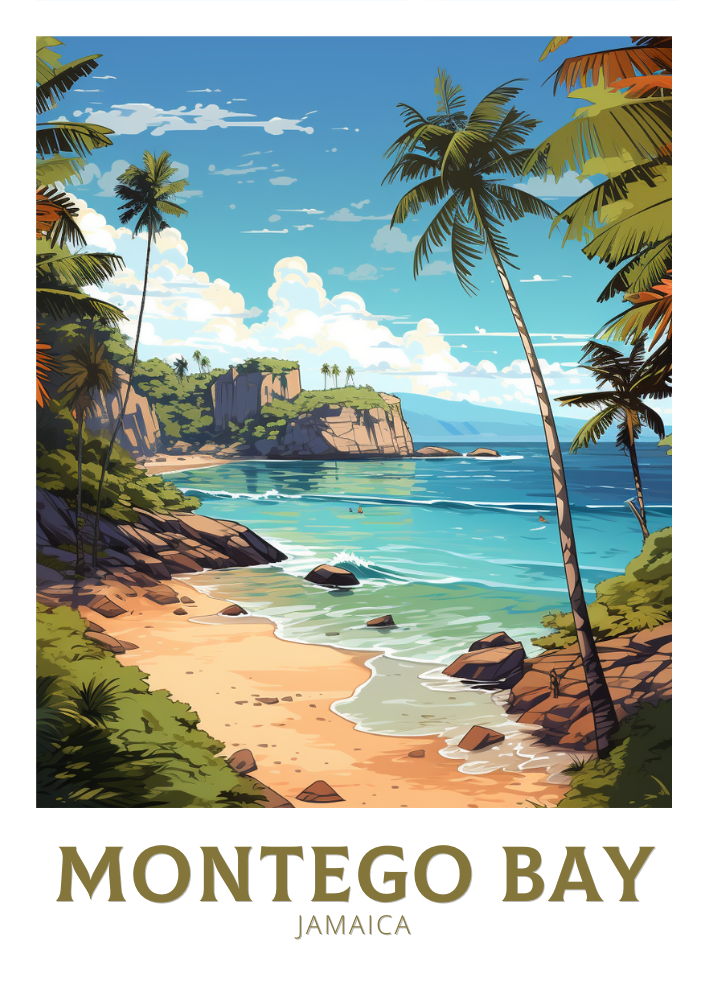 Affiche de voyage de Montego Bay - Illustration jamaïcaine