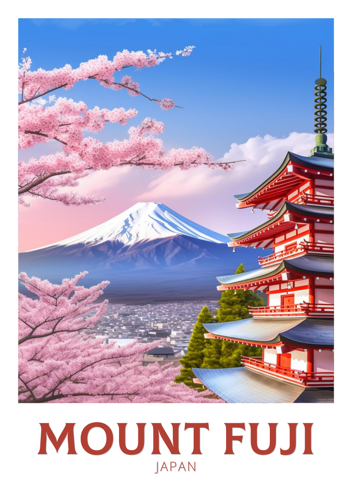 Fuji Travel Poster - Retro Japan Art