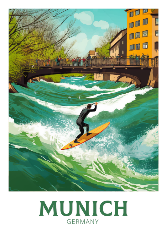 Affiche de voyage de Munich - Illustration allemande