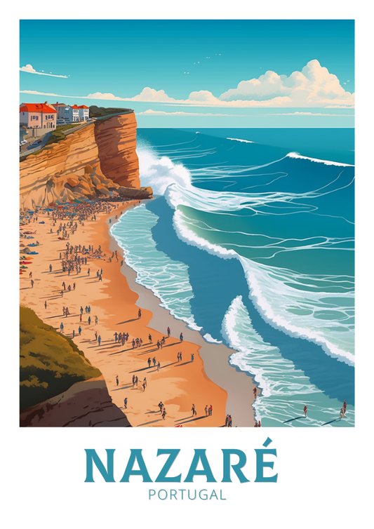 Affiche de voyage de Nazaré - Illustration du Portugal