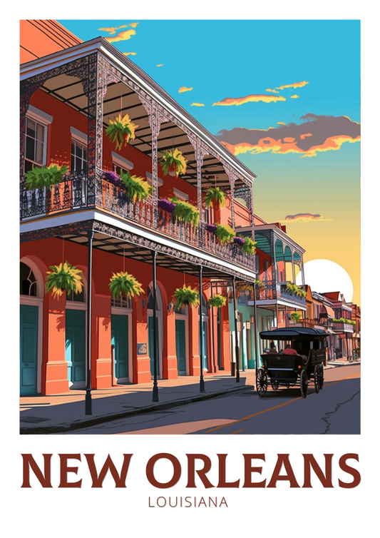Affiche de voyage de la Nouvelle-Orléans - Illustration de la Louisiane