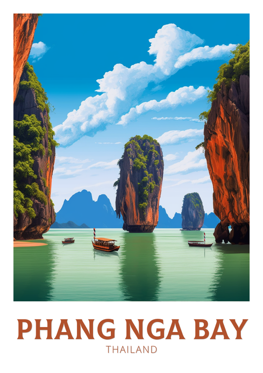 Affiche des îles de la baie de Phang Nga - Impression rétro