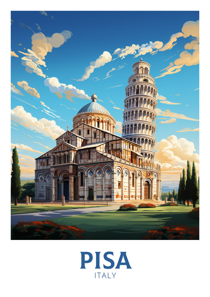 Pisa Tower Travel Poster - Italy Artwork