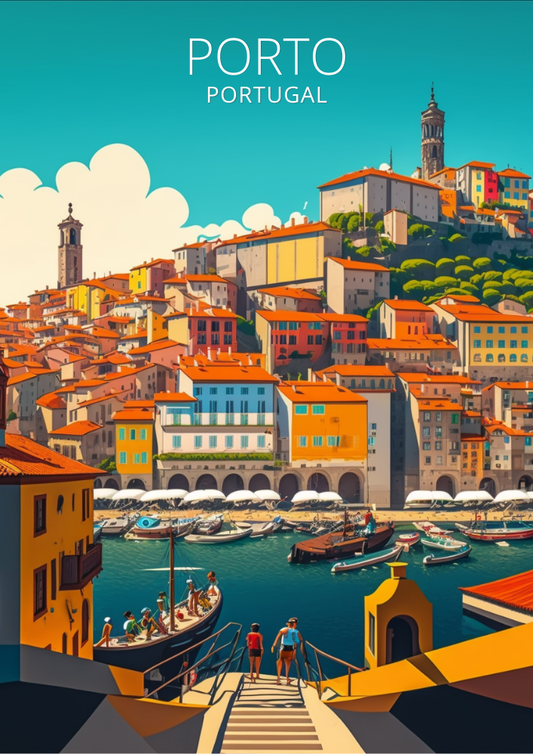 Décoration murale de voyage à Porto Ribera - Œuvre d'art du Portugal