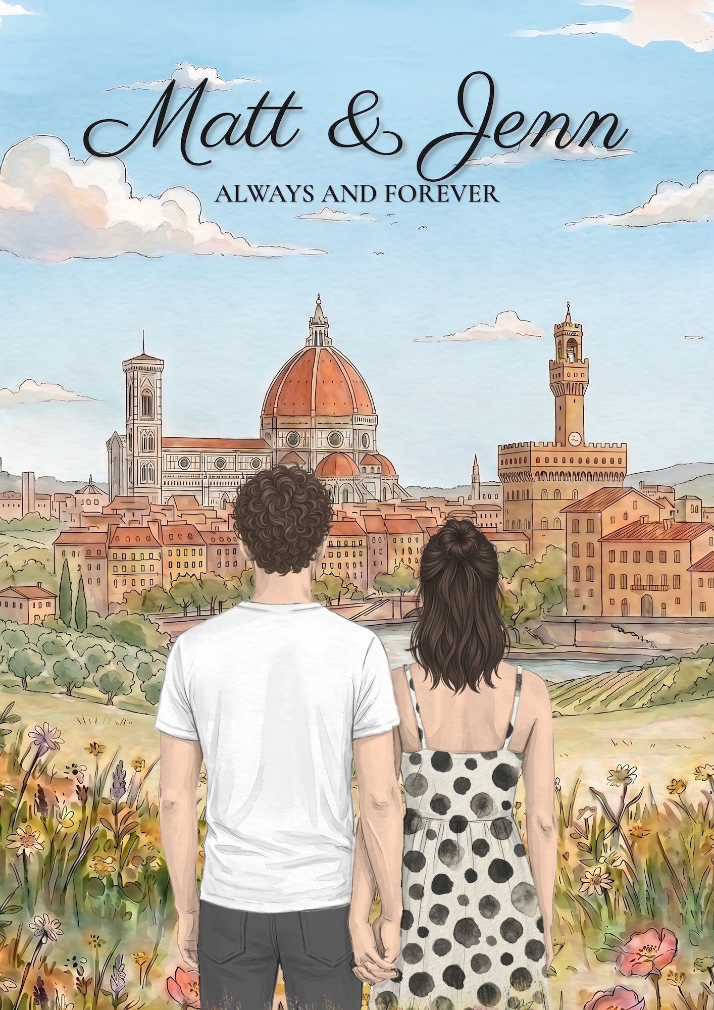 Personalised Florence Couple Portrait Poster