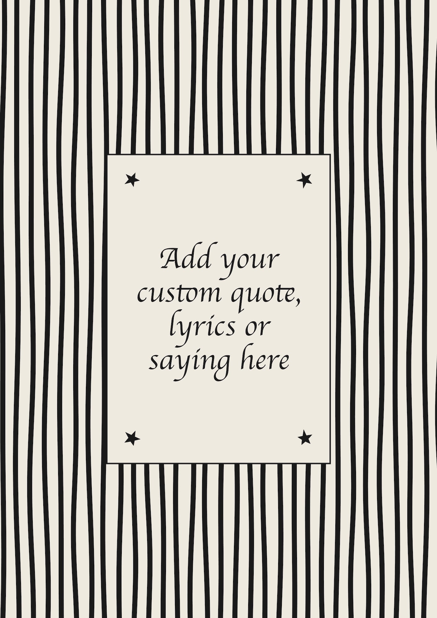 Personalised Striped Custom Quote Poster