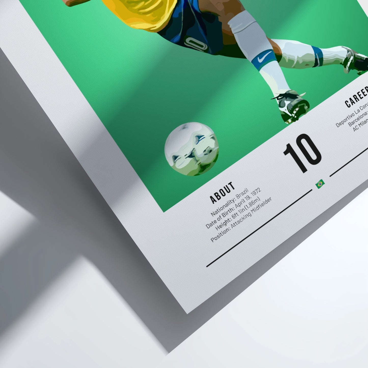 Rivaldo football art illustration featuring vibrant colors and dynamic pose