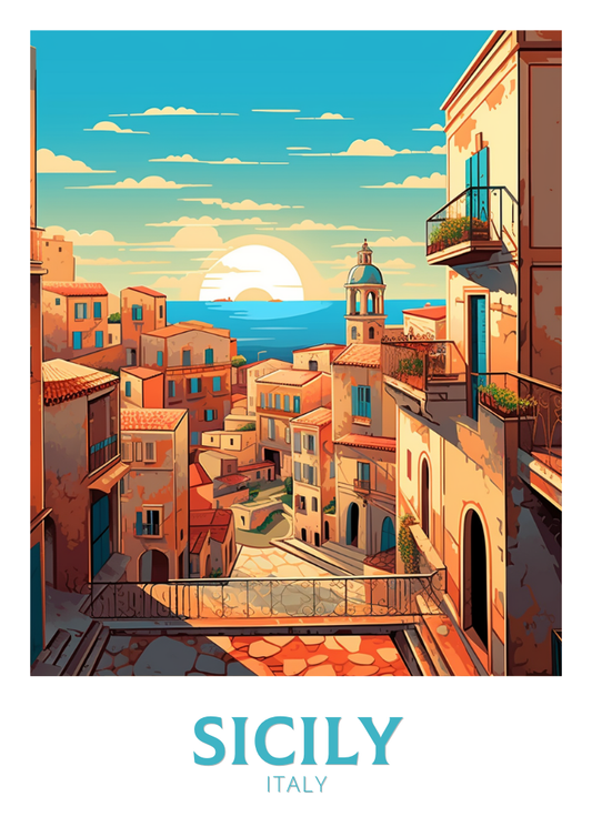 Affiche de voyage en Sicile - Affiche Italie