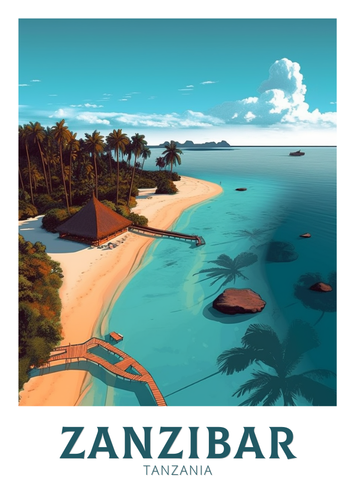 Zanzibar Travel Poster - Retro Island Art