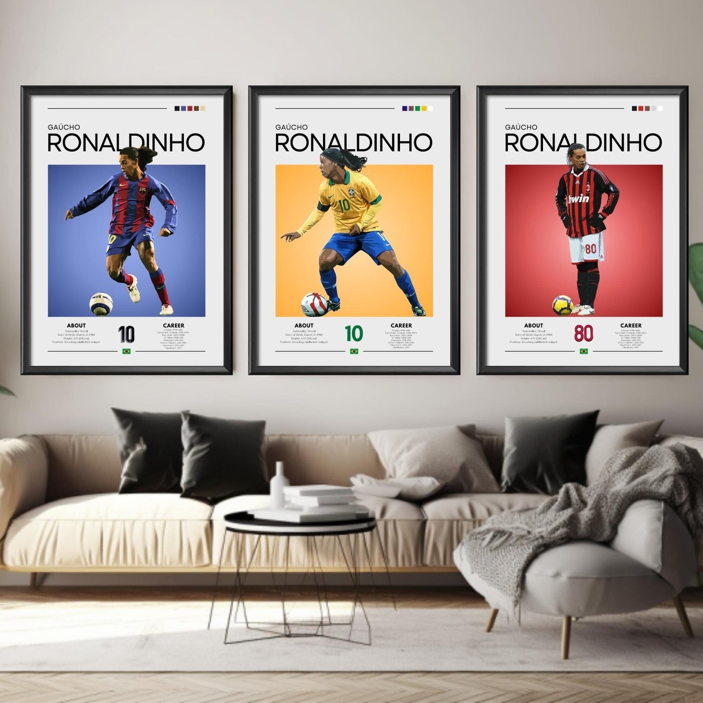 Ronaldinho set of 3 posters
