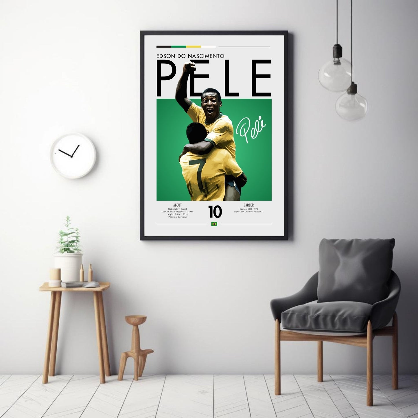 Pele Brazil Print, Pele Poster, Football Gift, Sports Poster, Football Player Poster, Soccer Wall Art, Soccer poster, Pele football poster