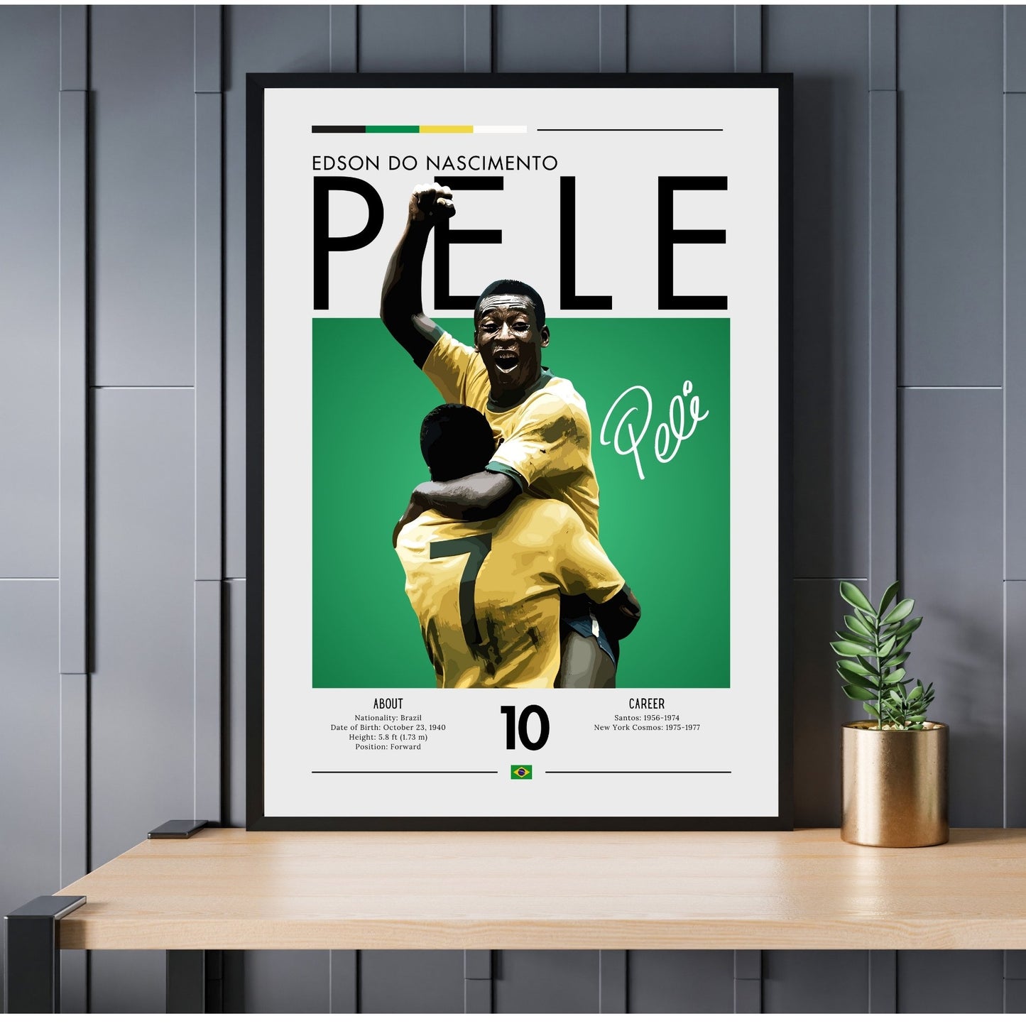 Pele Brazil Print, Pele Poster, Football Gift, Sports Poster, Football Player Poster, Soccer Wall Art, Soccer poster, Pele football poster