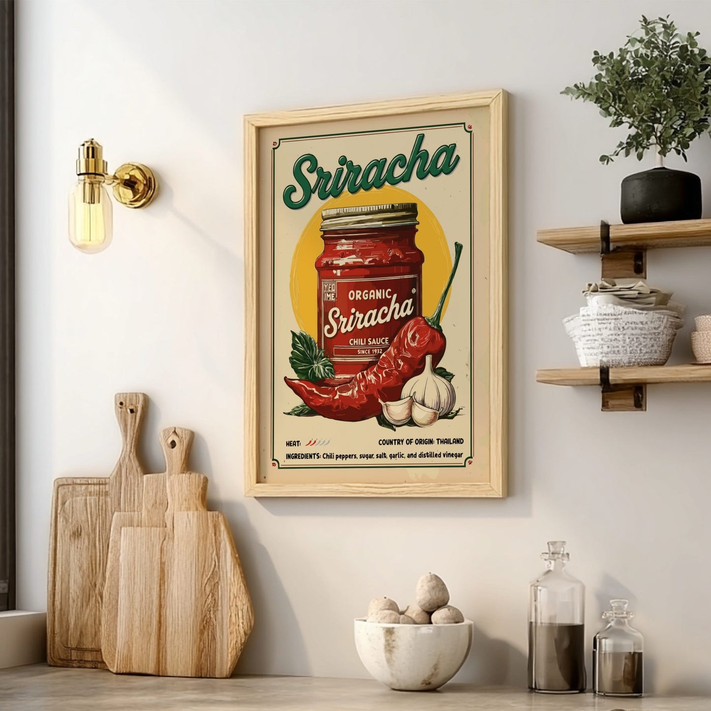 Décoration murale forêt pleine lune – Œuvre d'art bohème minimaliste