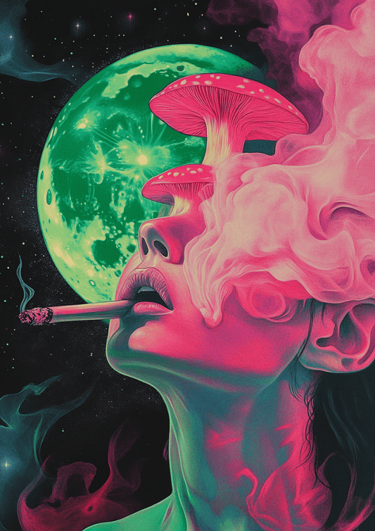 Cosmic Woman Poster – Psychedelic Wall Art with Trippy Neon Design
