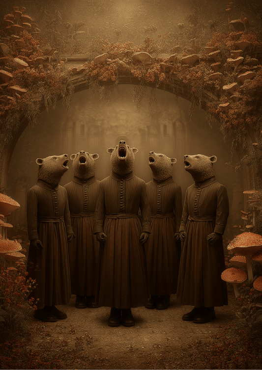 The Bear Choir – Victorian Bear Art Print, Gothic Animal Choir Poster