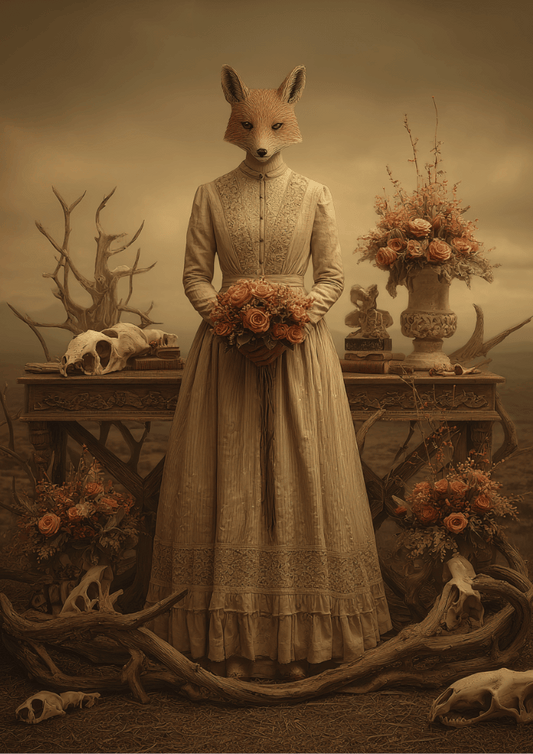 The Fox Bride – Surreal Animal Wedding Wall Art