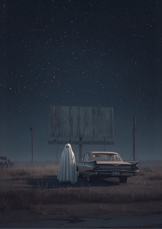 Ghost at Drive-In Poster – Vaporwave Dreamcore Print