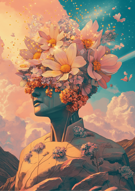 Cosmic Bloom Poster – Psychedelic Trippy Flower Wall Art