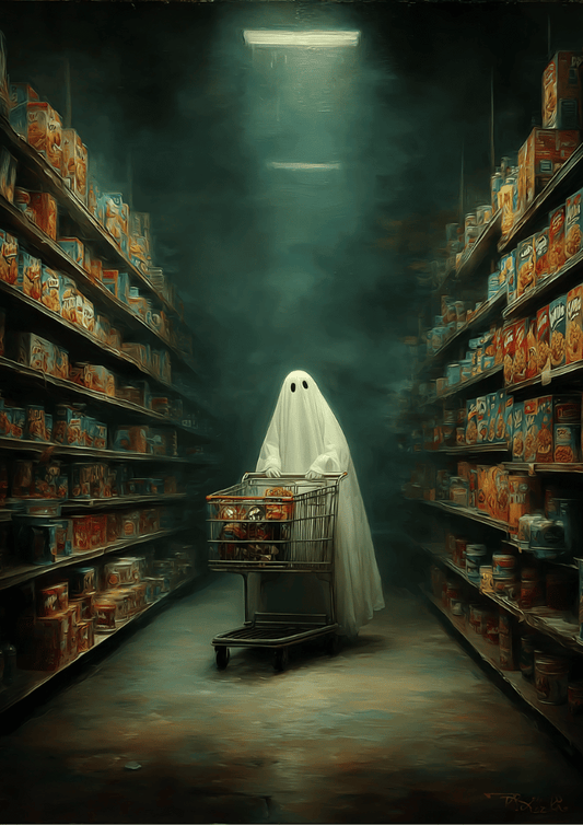 Ghost Grocery Store Poster – Spooky Aesthetic Ghost Print