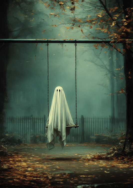 Ghost Swing Set Poster – Fading Playground Reverie Surreal Aesthetic Wall Art