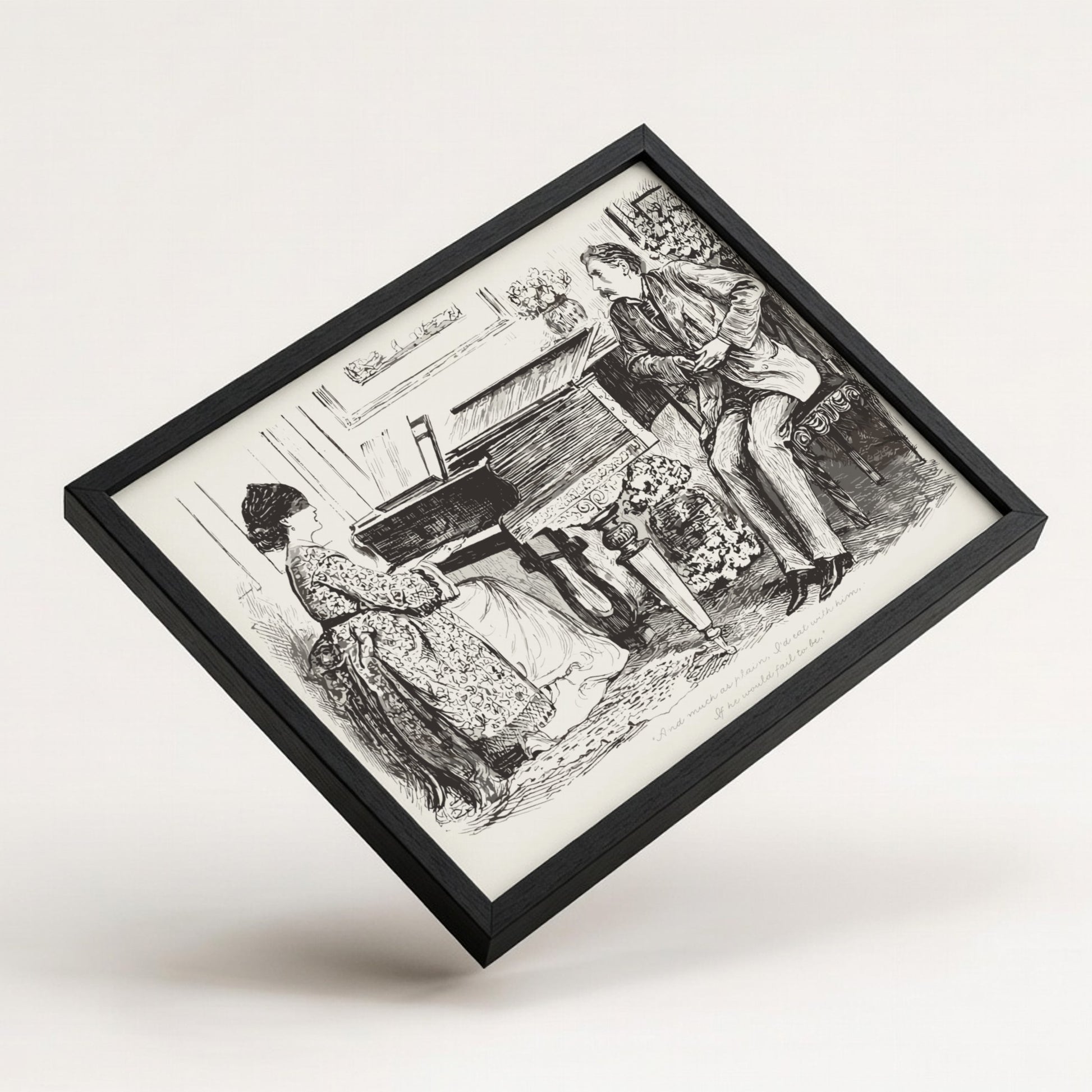 George du Maurier's "And Mist or Glim, I'd Sail with Him" vintage illustration of a woman at a piano and a