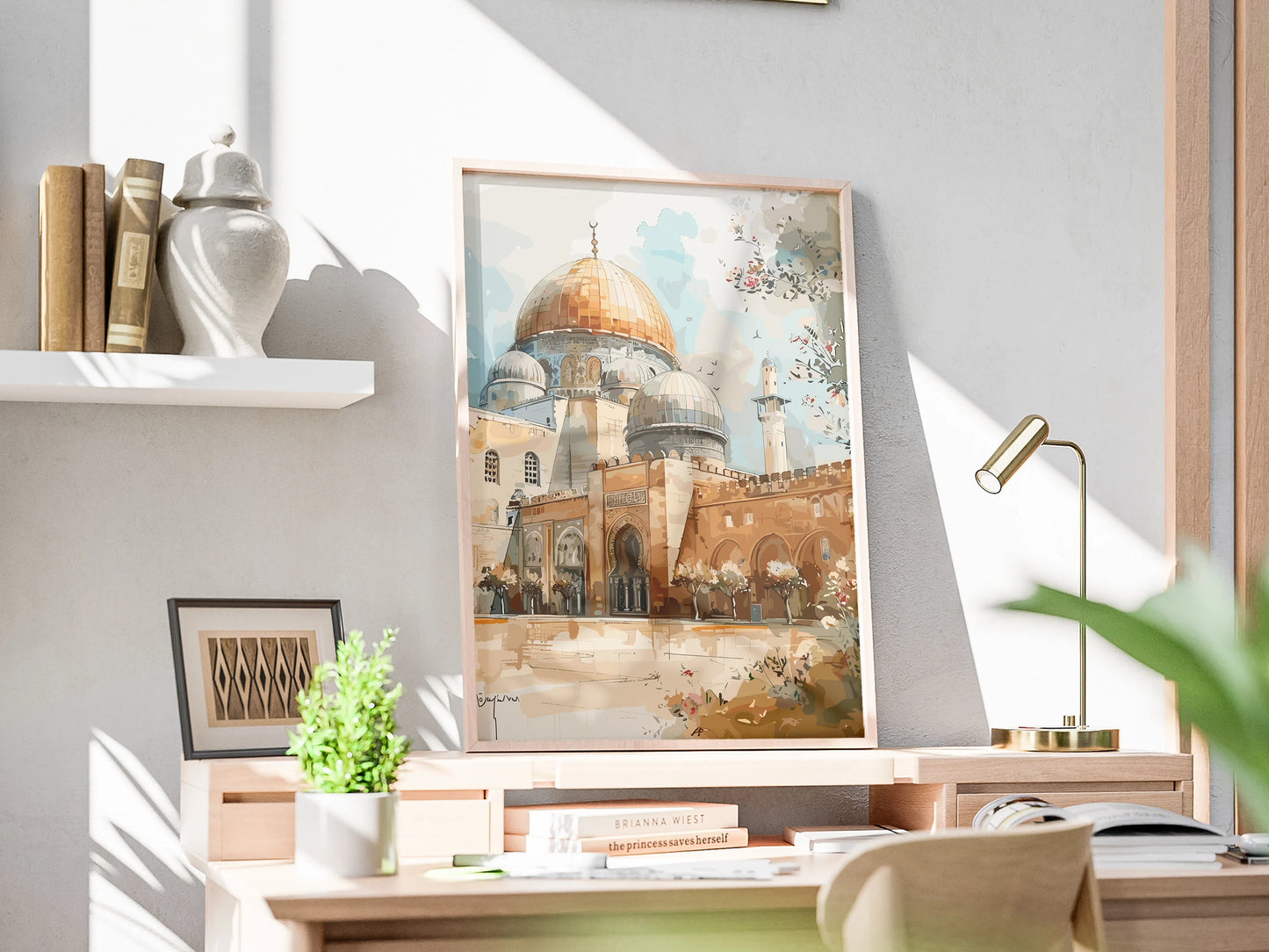 Al-Aqsa Mosque & Dome of the Rock Poster – Jerusalem Old City Islamic Wall Art