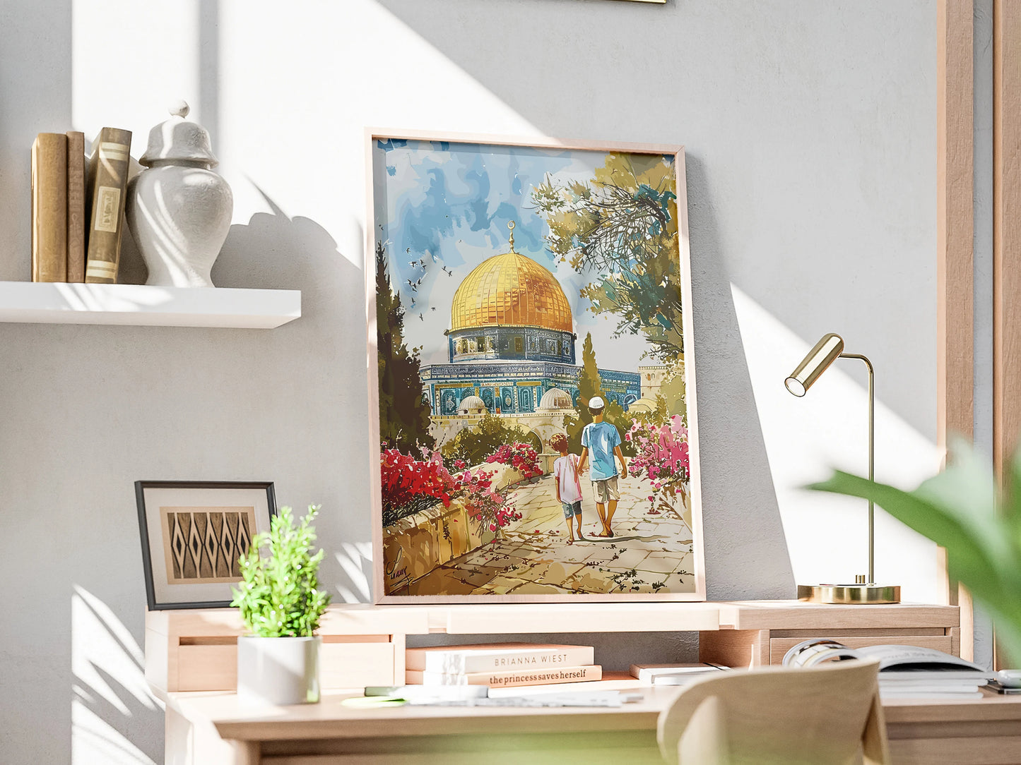 Dome of the Rock & Al-Aqsa Mosque Poster – Jerusalem Old City Islamic Wall Art