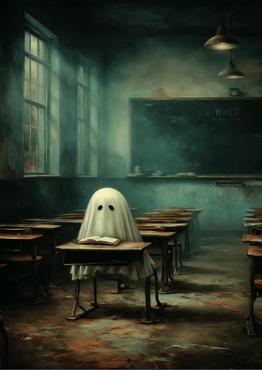 Ghost in Classroom Poster – Liminal Ghost Print