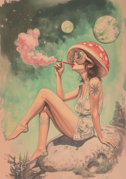 Ethereal Muse Psychedelic Poster – Vintage Dreamy Illustration