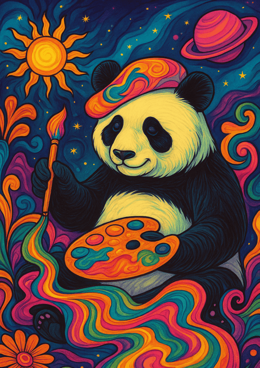 Psychedelic Panda Poster – Surreal Animal Wall Art