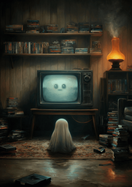 Ghost VHS Poster – Static Memory Surreal Living Room Wall Art