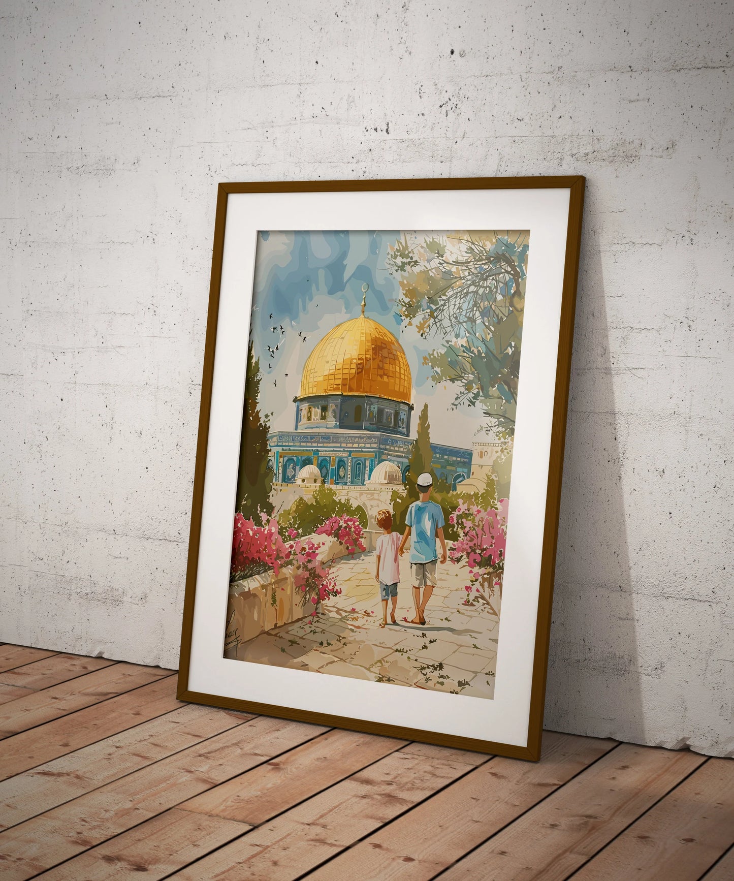 Dome of the Rock & Al-Aqsa Mosque Poster – Jerusalem Old City Islamic Wall Art