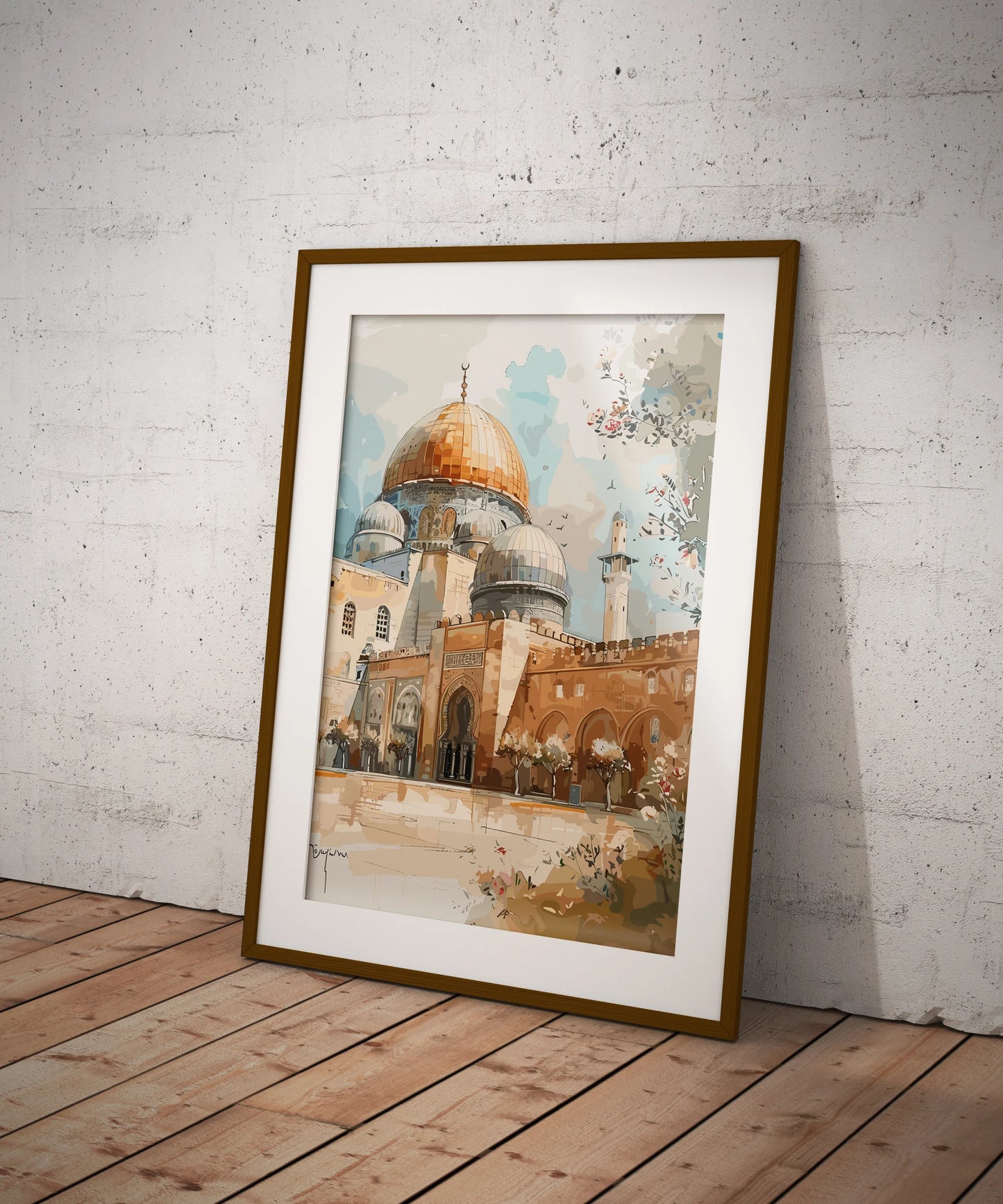 Al-Aqsa Mosque & Dome of the Rock Poster – Jerusalem Old City Islamic Wall Art