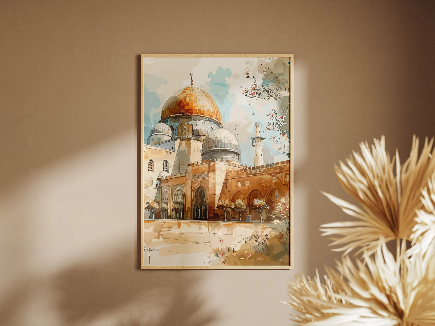 Al-Aqsa Mosque & Dome of the Rock Poster – Jerusalem Old City Islamic Wall Art