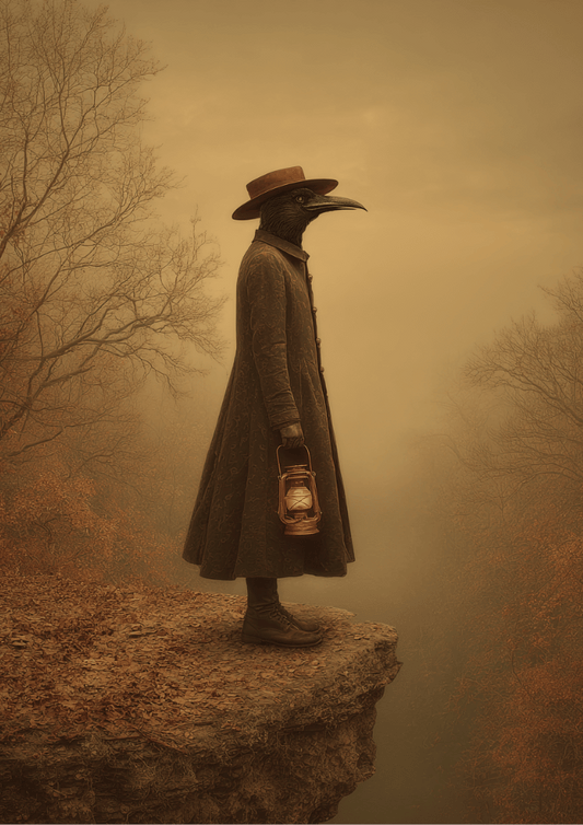 The Crow Watcher – Surreal Forest Guardian Print