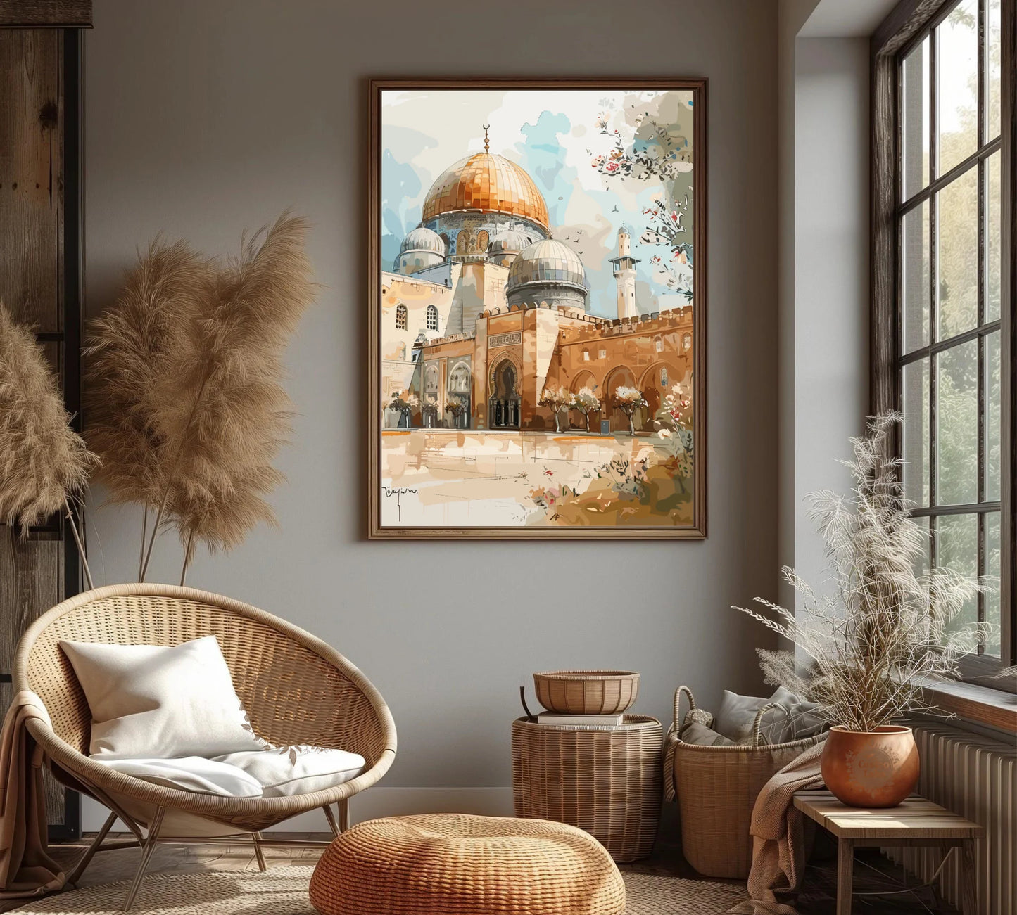 Al-Aqsa Mosque & Dome of the Rock Poster – Jerusalem Old City Islamic Wall Art