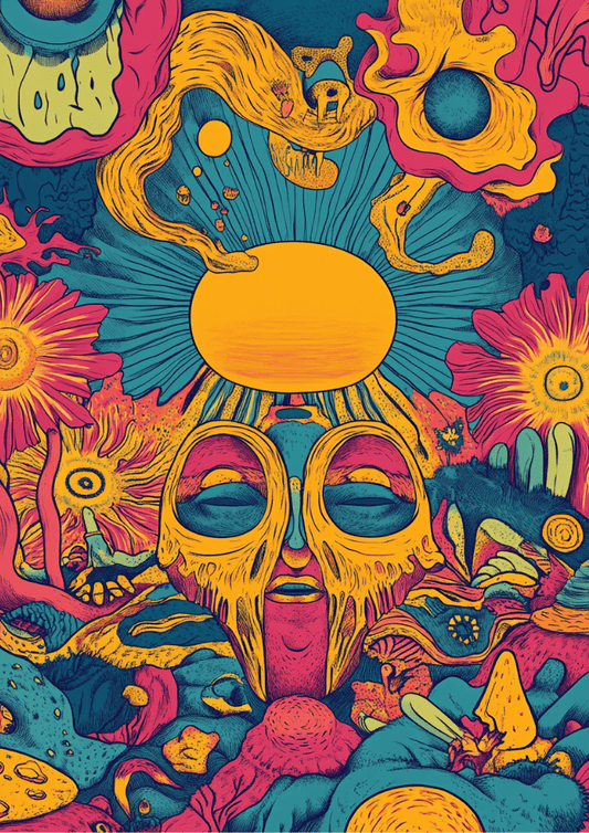 Psychedelic Skull Poster – Trippy Neon Wall Art for Alternative Decor