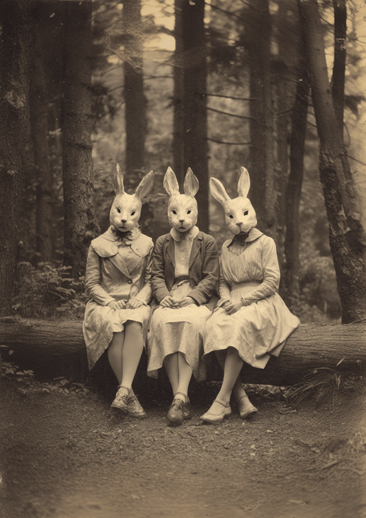 The Rabbit Sisters – Surreal Rabbit Wall Art