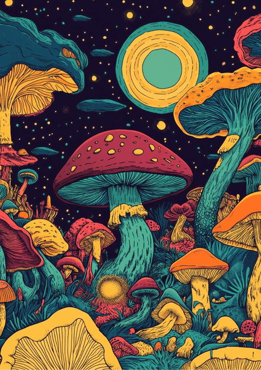 Mystic Mycelium Poster – Magical Mushroom Forest Wall Art