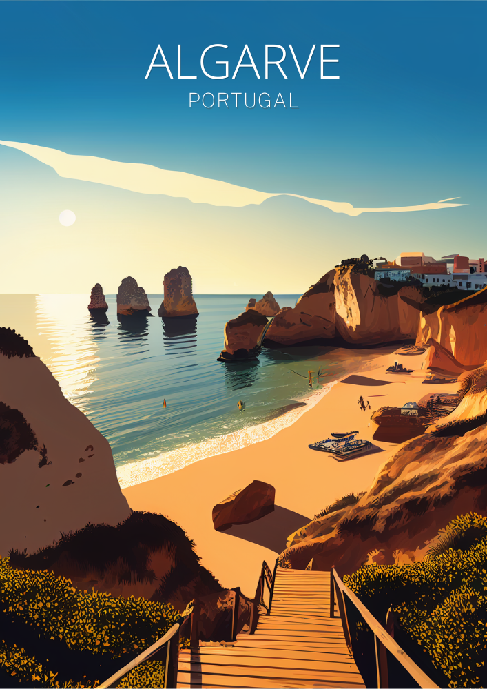 Europe ALGARVE TRAVEL PRINT - PORTUGAL ARTWORK