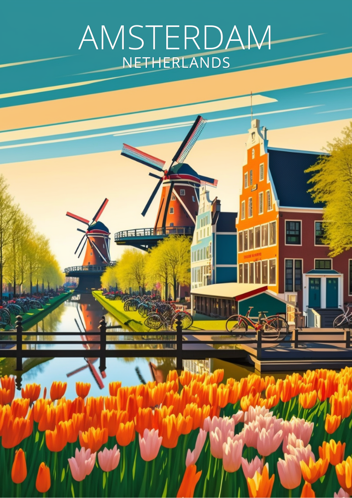 Europe AMSTERDAM VINTAGE PRINT - NETHERLAND ARTWORK