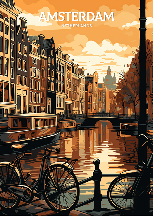 Amsterdam Canals Travel Print