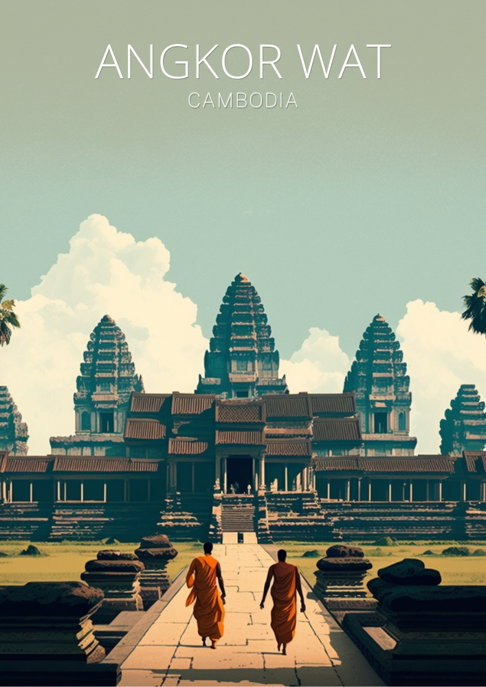 Asian ANGKOR WAT PRINT - VINTAGE ARTWORK