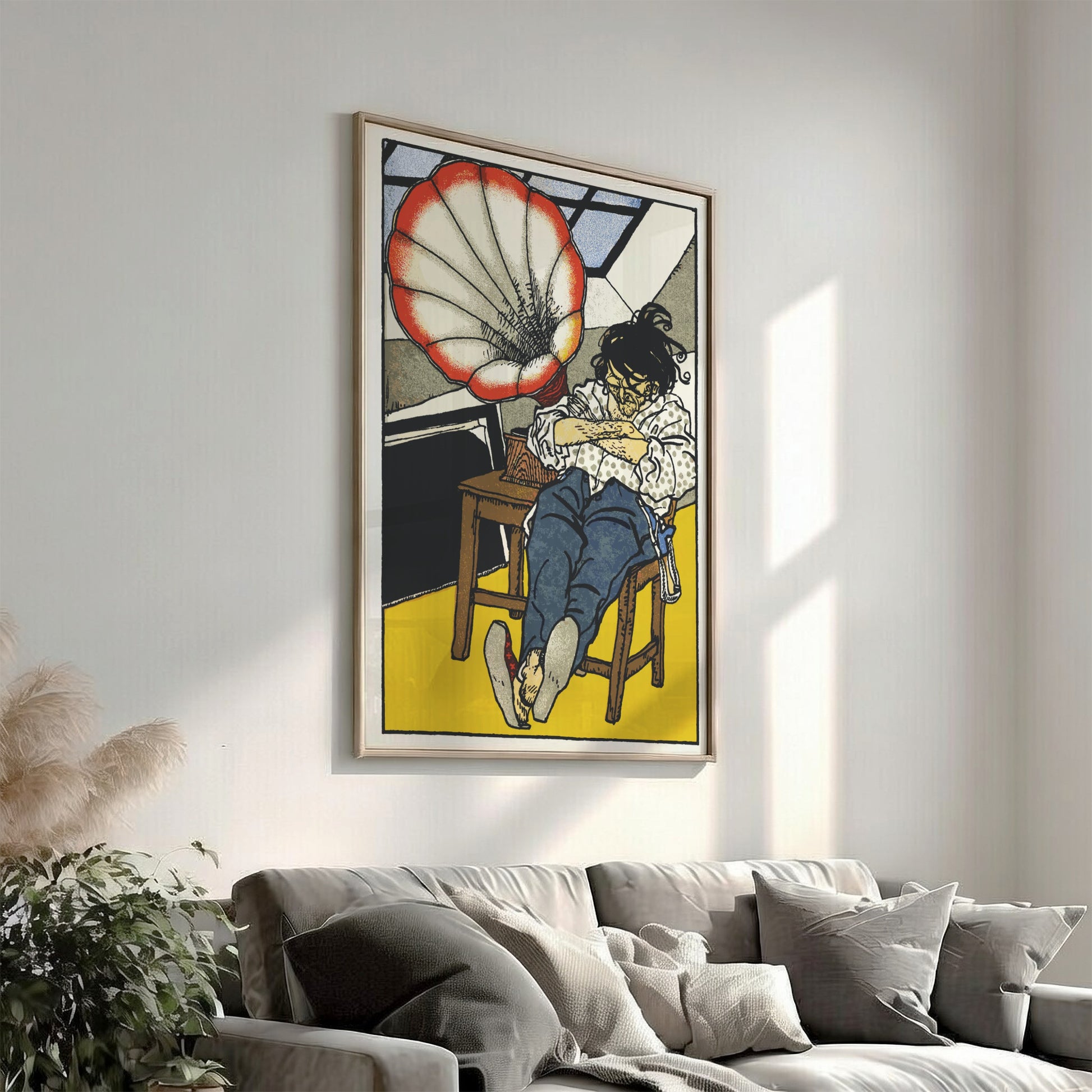 Poster of Moriz Jung's "A Beethoven Enthusiast" illustration, featuring a man by a gramophone.