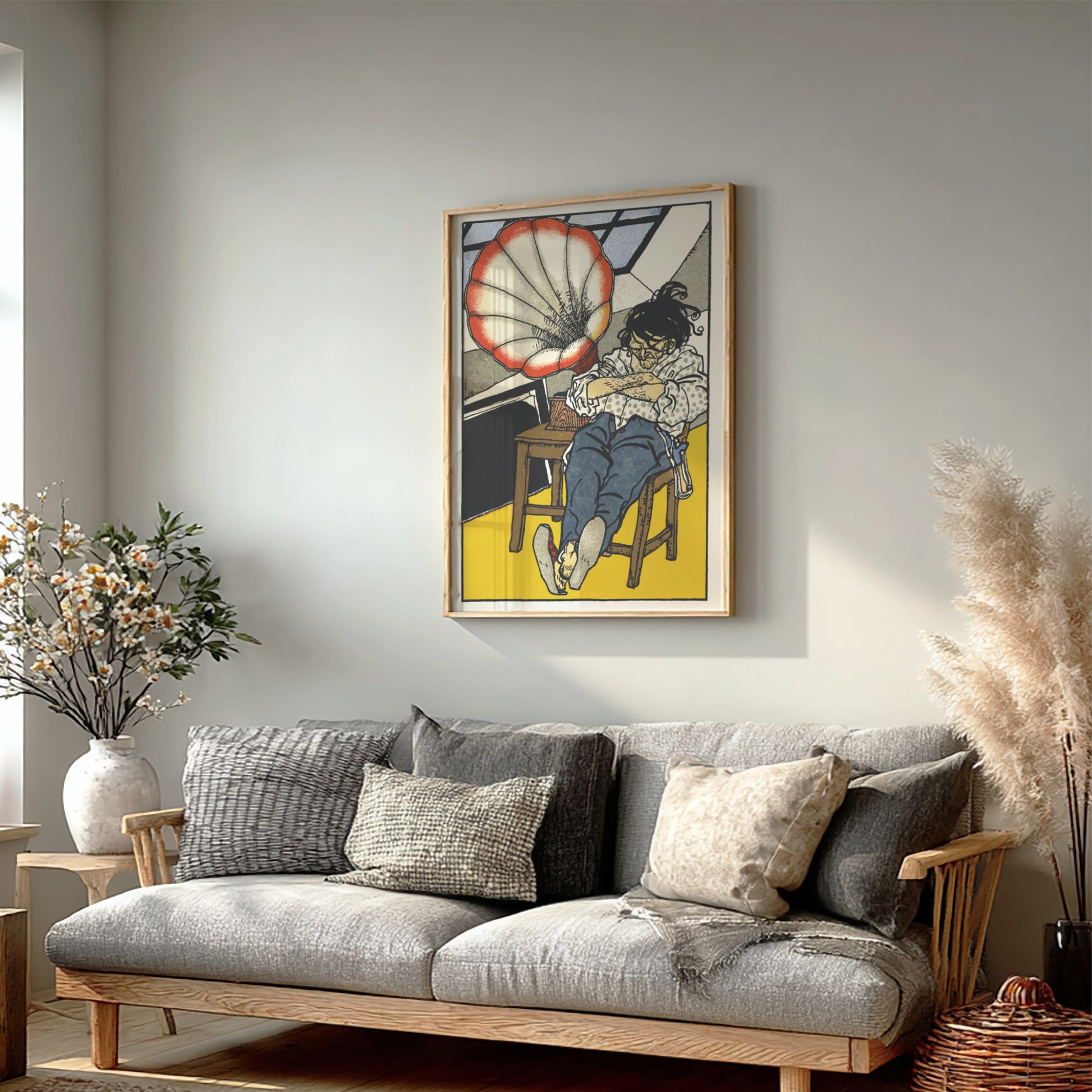 Poster of Moriz Jung's "A Beethoven Enthusiast" illustration, featuring a man by a gramophone.